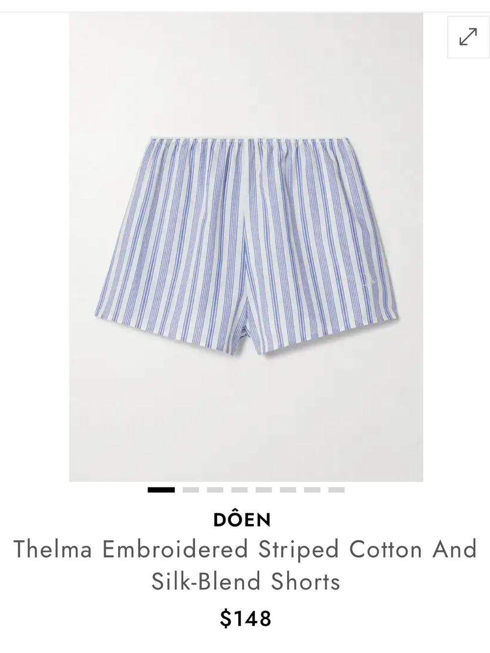 Thelma Embroidered Striped Cotton And Silk-Blend Shorts DOEN size xs